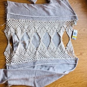 Grey Sweater With Open Lace Back!